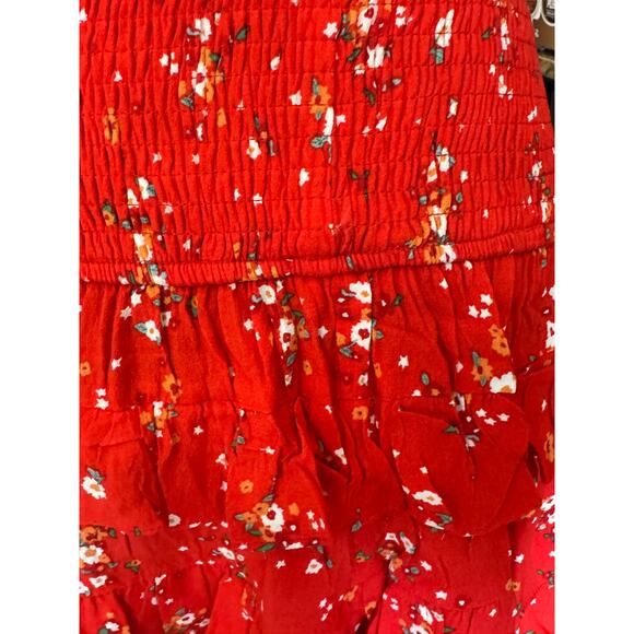 New ~ OLIVACEOUS ~ Floral Print Smocked Waist Tiered Ruffle Mini Skirt Size S - Picture 3 of 5